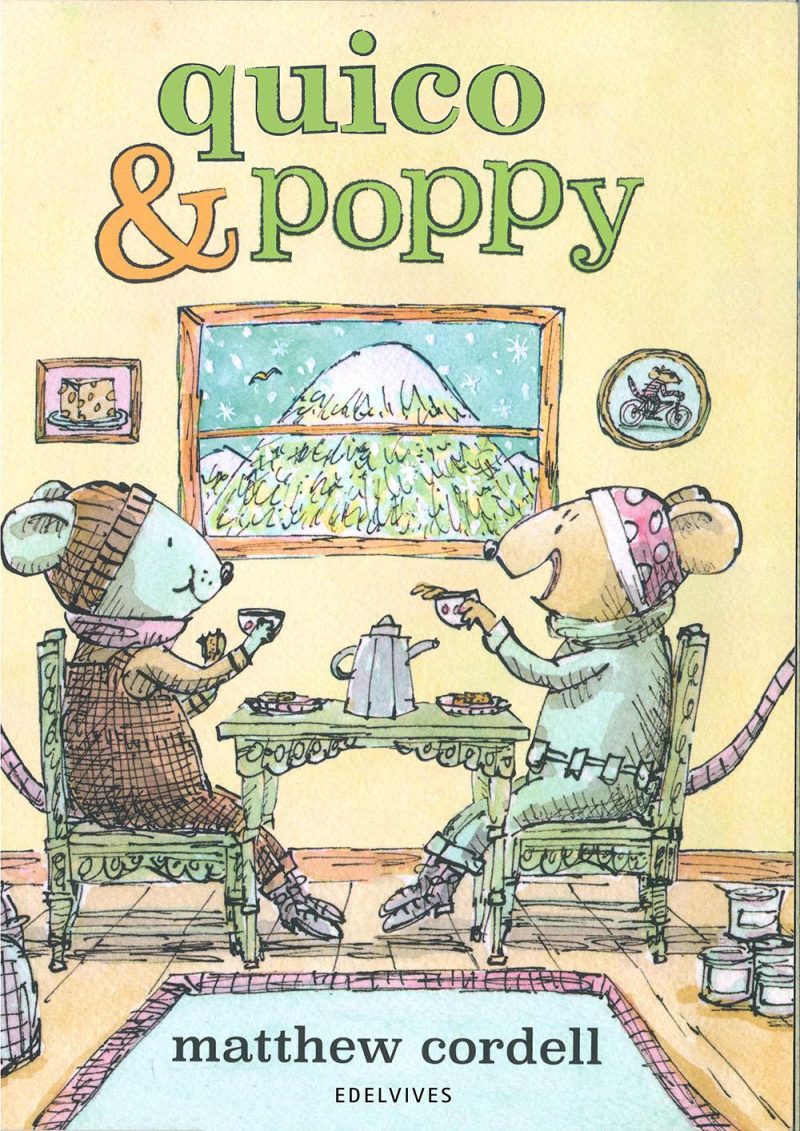 Portada del libro en la que aparecen los dos ratones protagonistas tomando un te