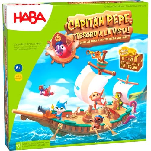 Foto del embalaje del juego en el que aparece la ilustración de un barco con una tripulación de animales