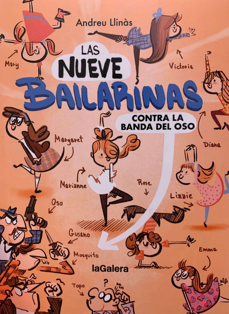 Portada del libro en el que aparecen las ilustraciones de las niñas protagonistas en posturas de ballet
