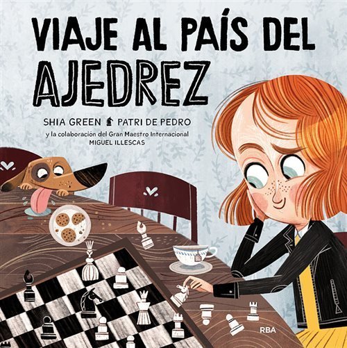 portada del cuento en la que aparece una niña delante de un tablero de ajedrez